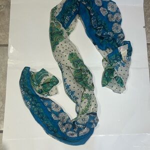 Free People Blue, Teal & Green Floral Paisley Lightweight Scarf